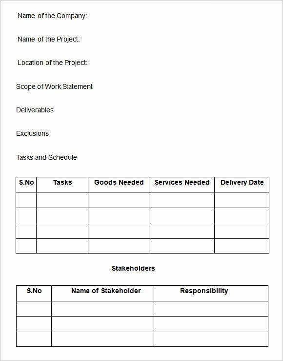 Basic Scope Of Work Template Beautiful Scope Of Work Template 26 Free Word Pdf Documents