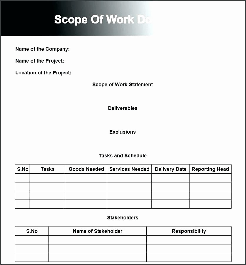 Basic Scope Of Work Template New Simple Scope Work Template Free Scope Work Template