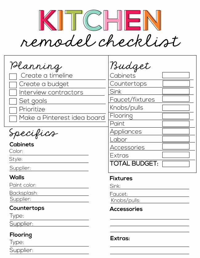 Bathroom Remodel Project Plan Template Elegant Kitchen Remodel Checklist
