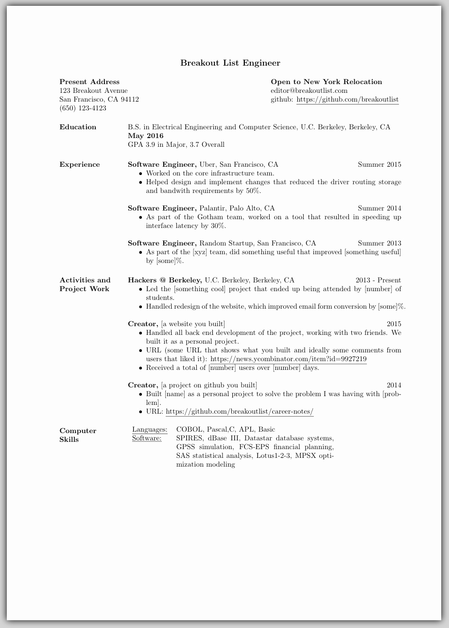 Best Free Resume Templates Word Lovely Best Engineer Resume Template Uses Latex – Breakout List