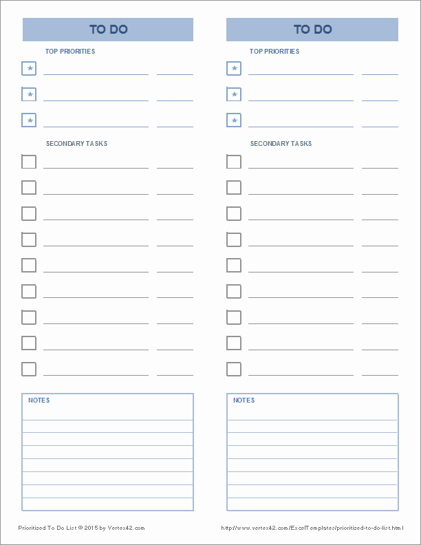 Best to Do List format Fresh Prioritized to Do List Template
