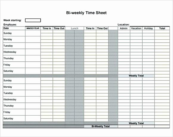 Bi Monthly Timesheet Template Excel Elegant Template Excel Weekly Timesheet Template