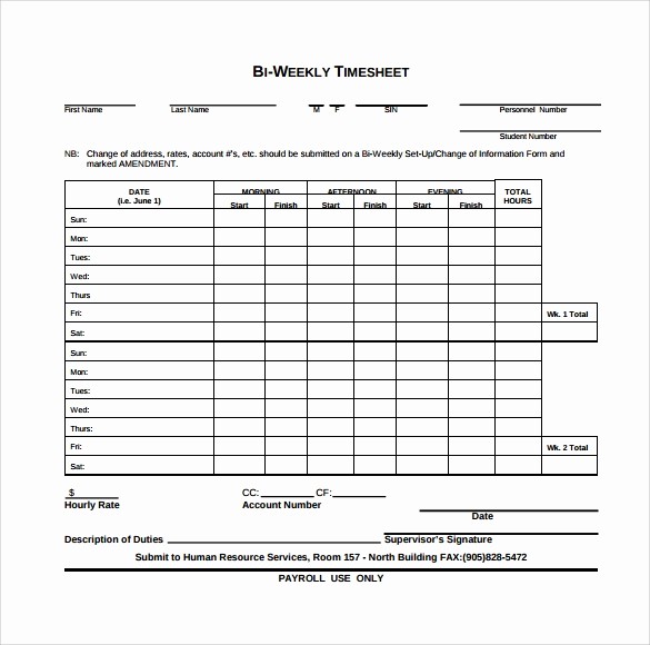 Bi Monthly Timesheet Template Excel Fresh 10 Weekly Timesheet Templates