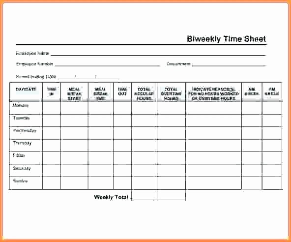 Bi Monthly Timesheet Template Excel Fresh Excel Timesheet Template with Lunch and Overtime Templates