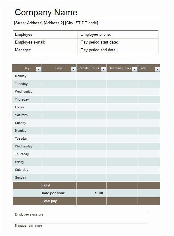 50 Bi Monthly Timesheet Template Excel