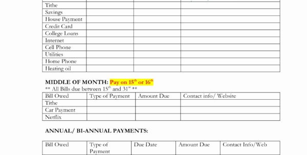 Bi Weekly Bill Pay Template Beautiful Bill Pay Schedule Spreadsheet Printable Spreadshee Bill