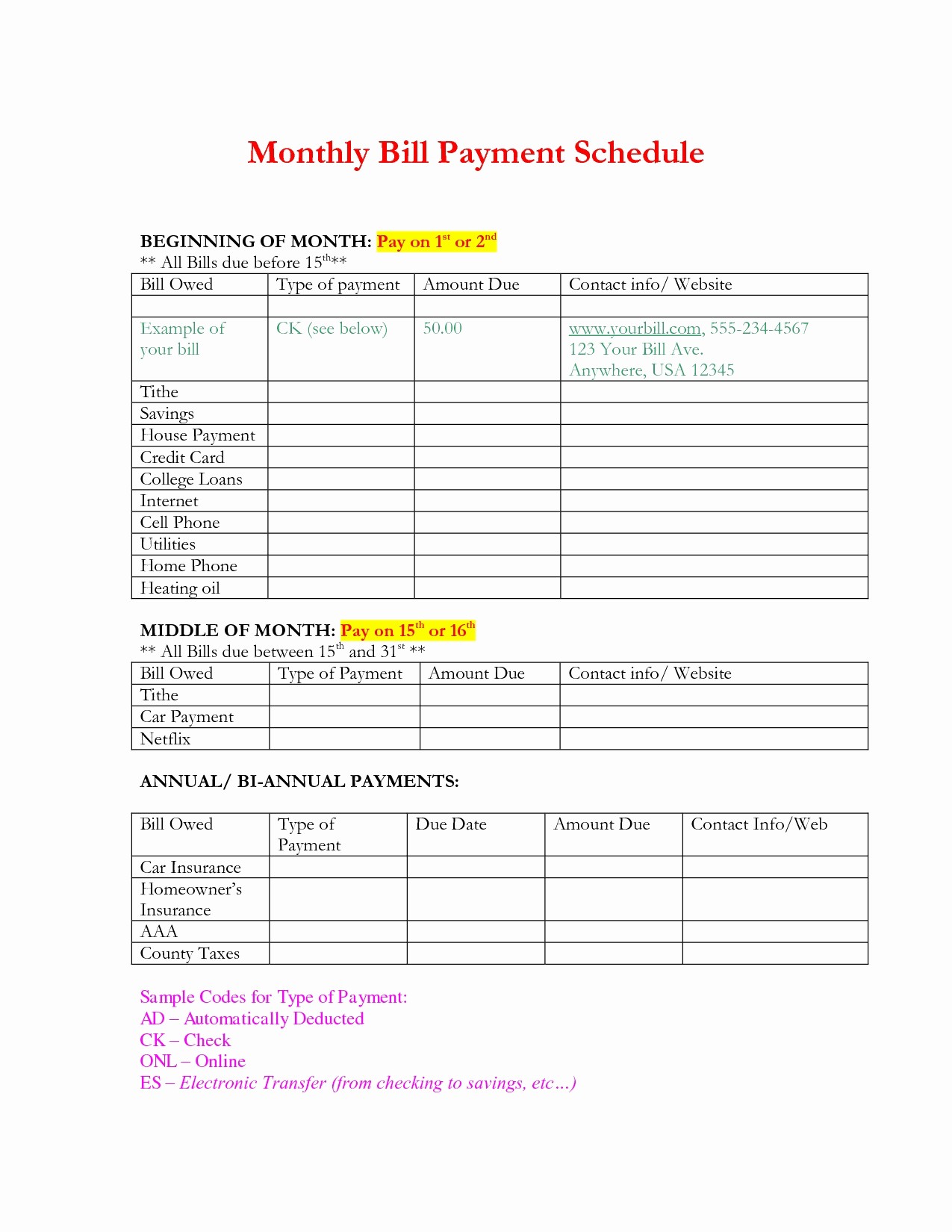 Bi Weekly Bill Pay Template Elegant Bill Pay Schedule Spreadsheet Printable Spreadshee Bill
