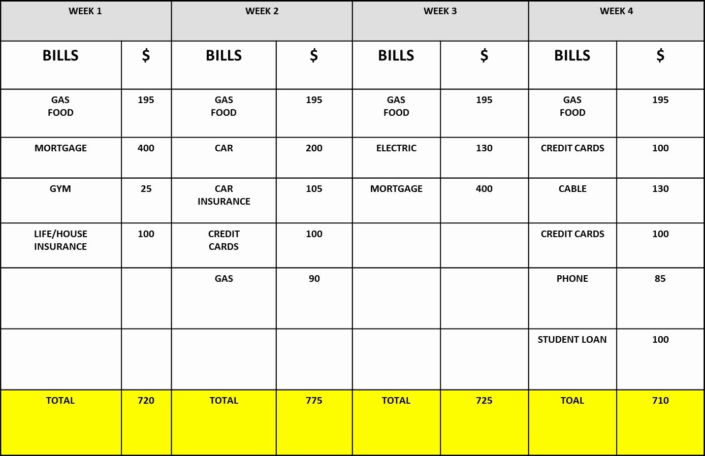 Bi Weekly Bill Pay Template Fresh Loan Payment Administration