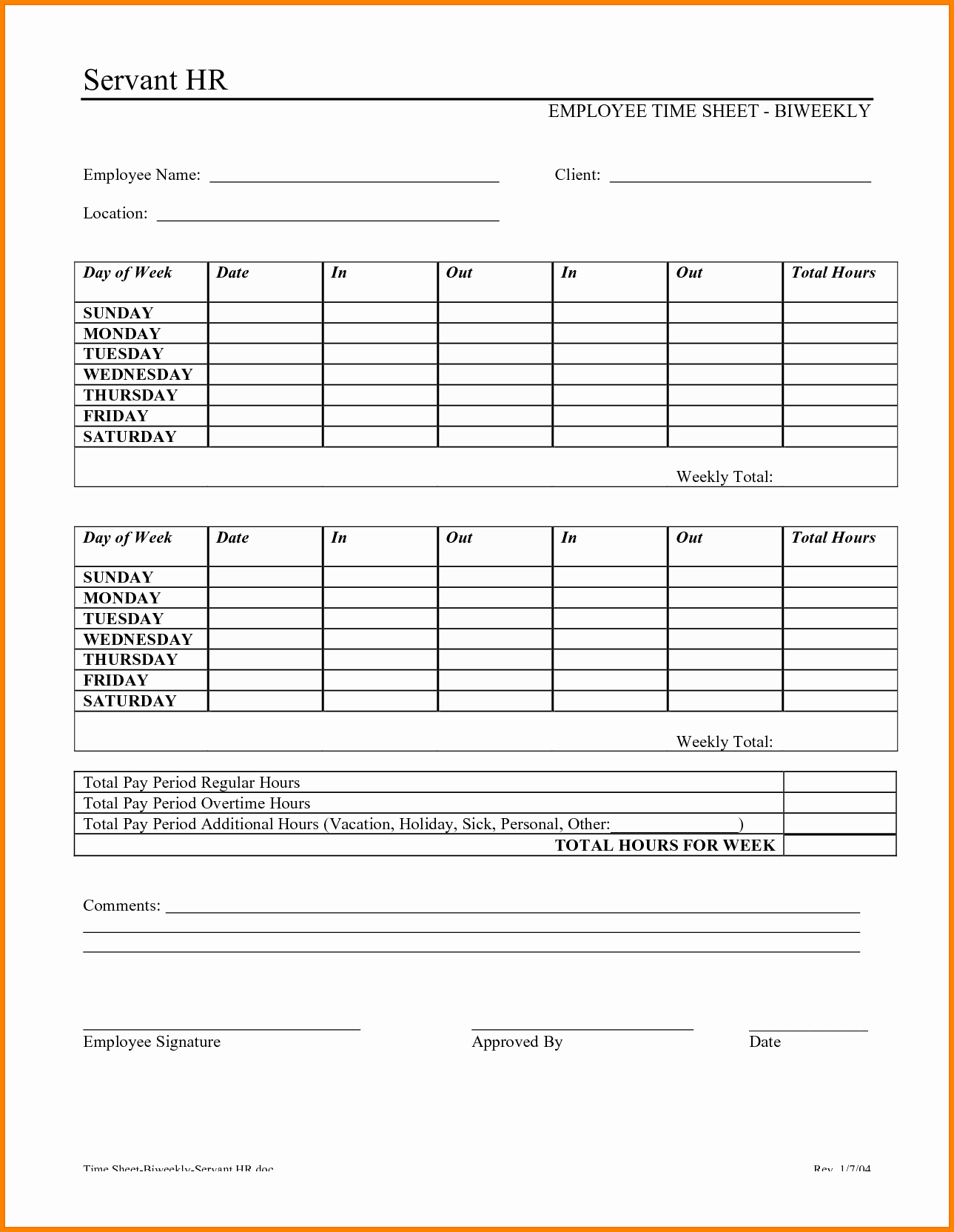 Bi Weekly Timecard with Lunch Awesome Template Templates Biweekly Timesheet Template Biweekly