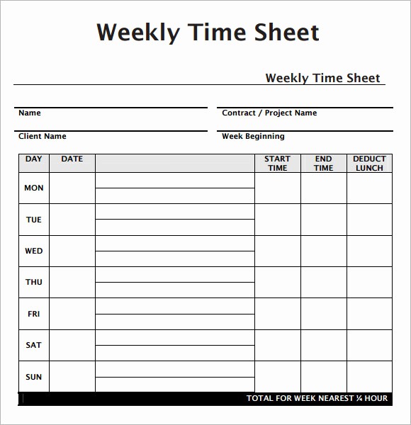 Bi Weekly Timecard with Lunch Elegant Weekly Timesheet Template 7 Free Download for Pdf