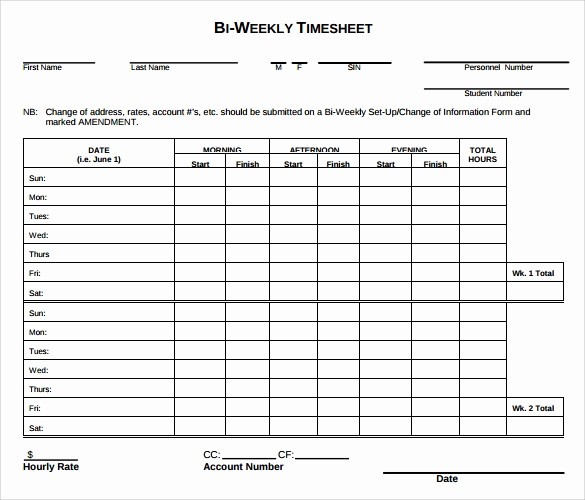Bi Weekly Timecard with Lunch New 15 Sample Weekly Timesheet Templates for Free Download
