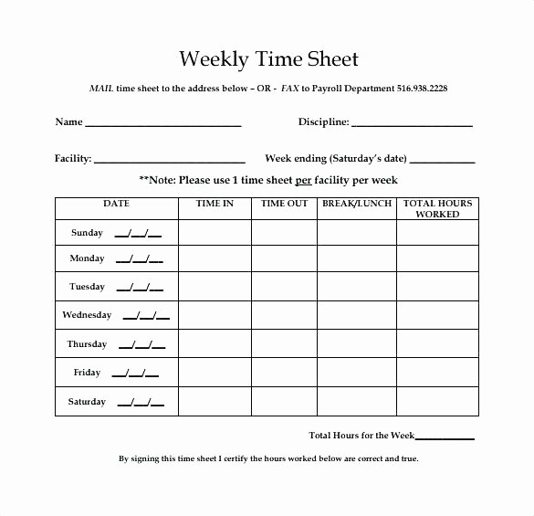 Bi Weekly Timecard with Lunch Unique Bi Weekly Timesheet Template with Lunch Blank Biweekly In