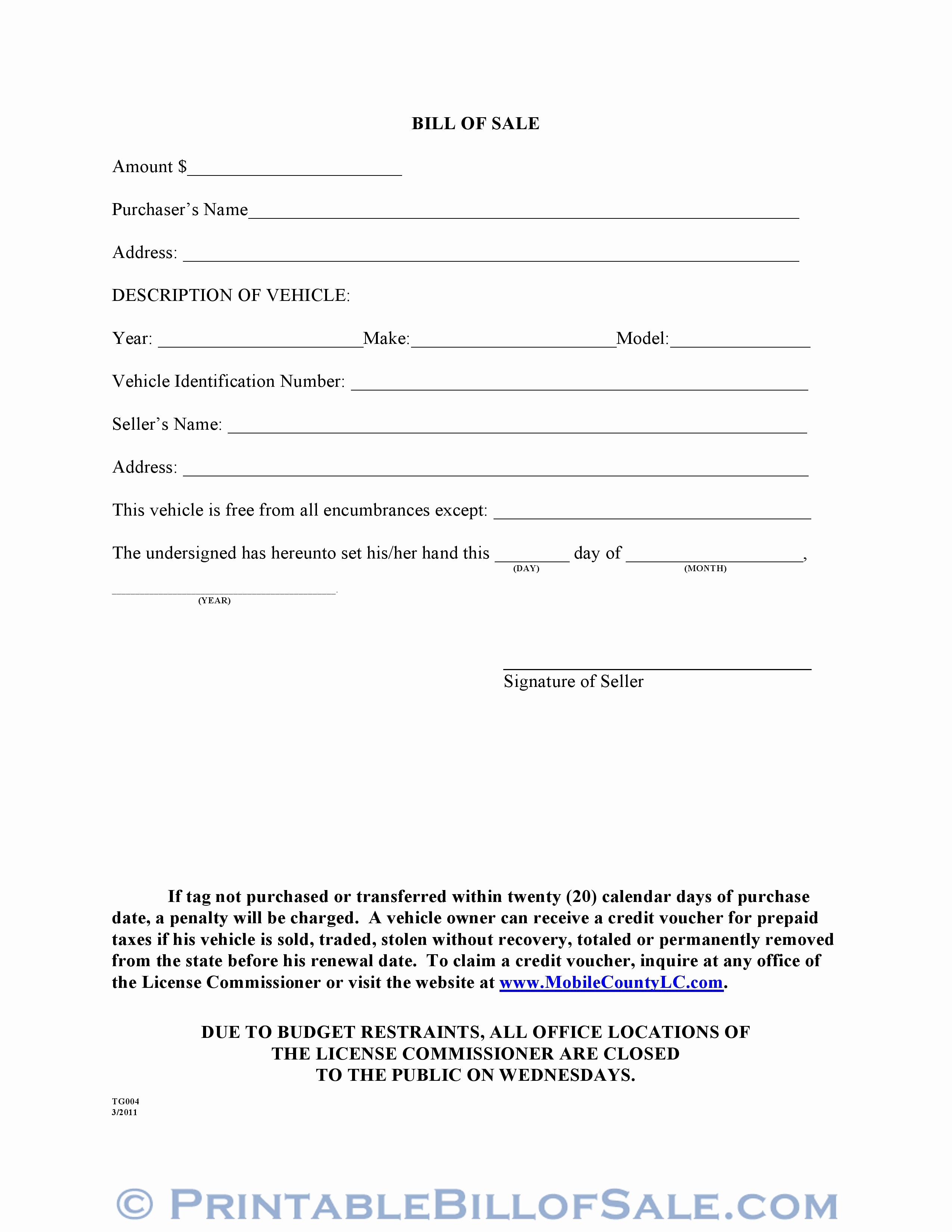 Bill Of Sale Automobile Template Elegant Free Mobile County Alabama Motor Vehicle Bill Of Sale form