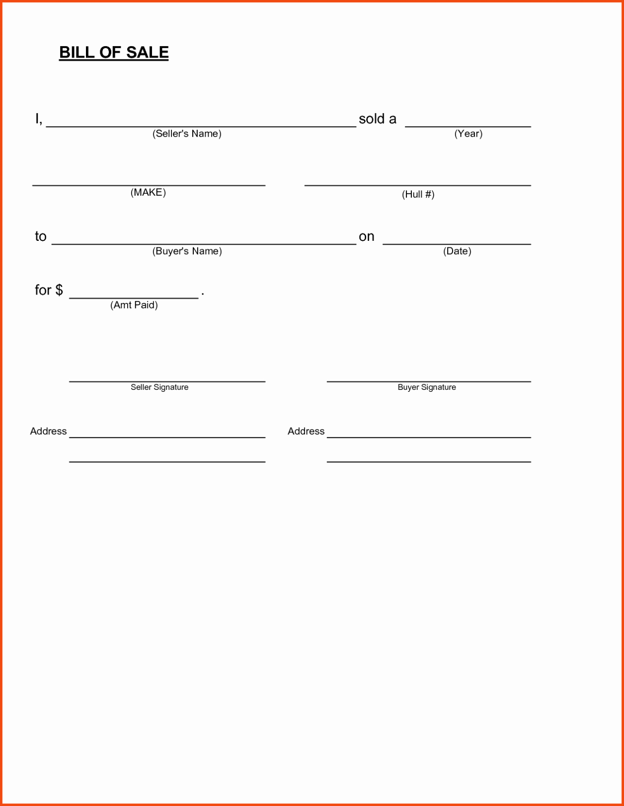 Bill Of Sale Automobile Template Lovely Sample Bill Of Sale form for Car Printable