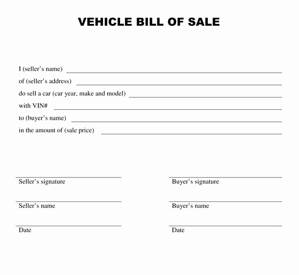 Bill Of Sale Automobile Template New Free Printable Vehicle Bill Of Sale Template form Generic