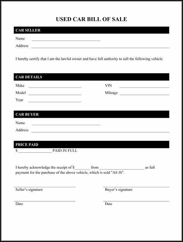 Bill Of Sale Blank Document Awesome Bill Of Sale form Template