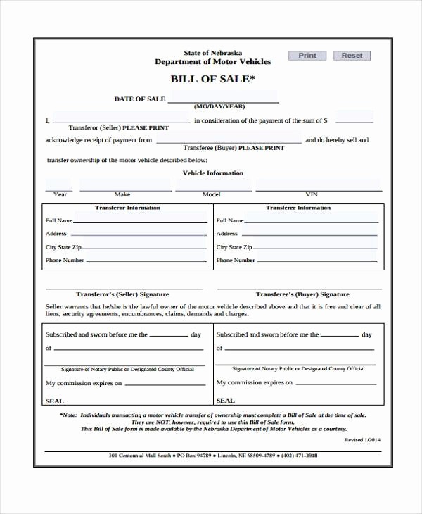 Bill Of Sale Blank Document New 33 Bill Of Sale forms In Pdf