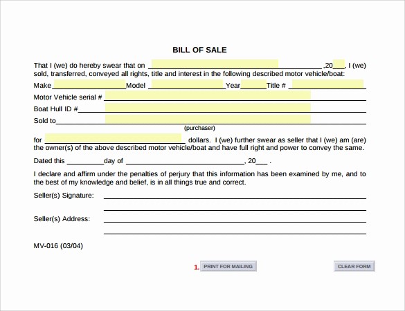 Bill Of Sale Car Sample Awesome 14 Sample Vehicle Bill Of Sales – Pdf Word