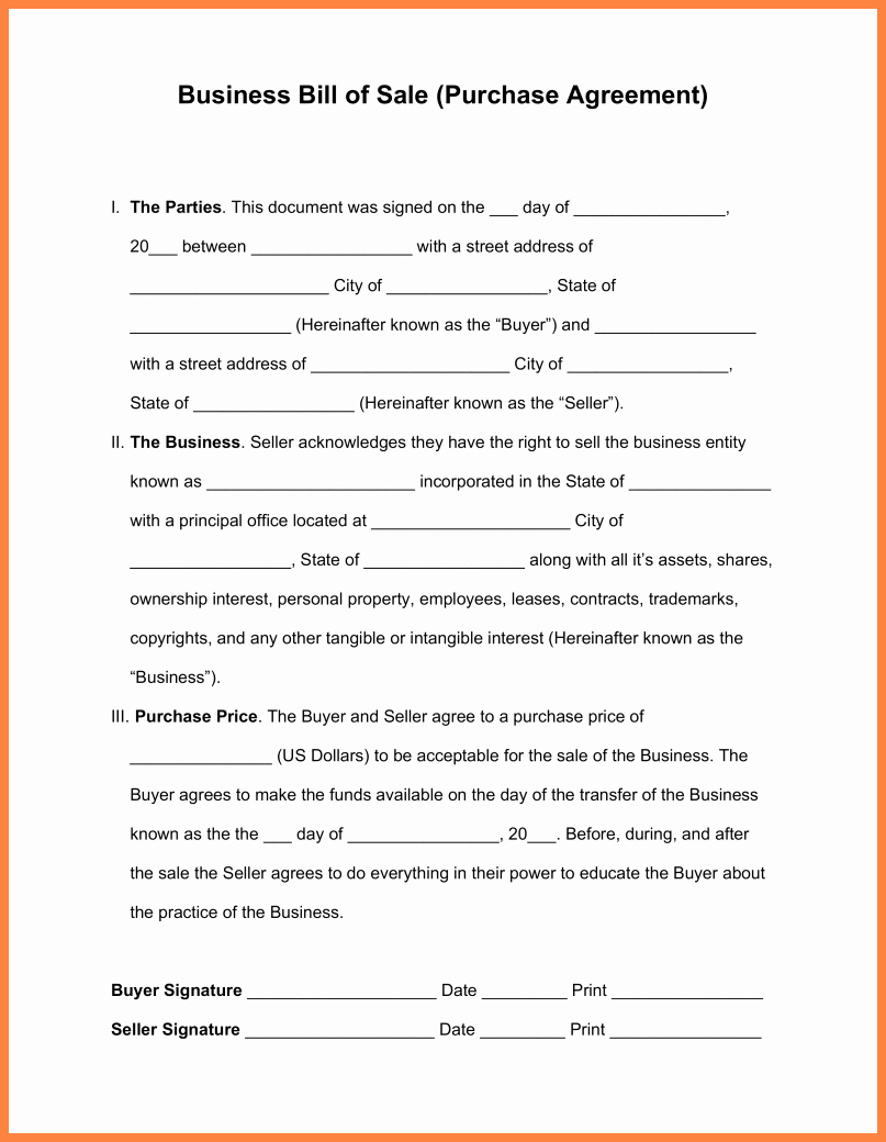 Bill Of Sale Contract Template Awesome Purchase Agreement Template Resume Editing Trakore