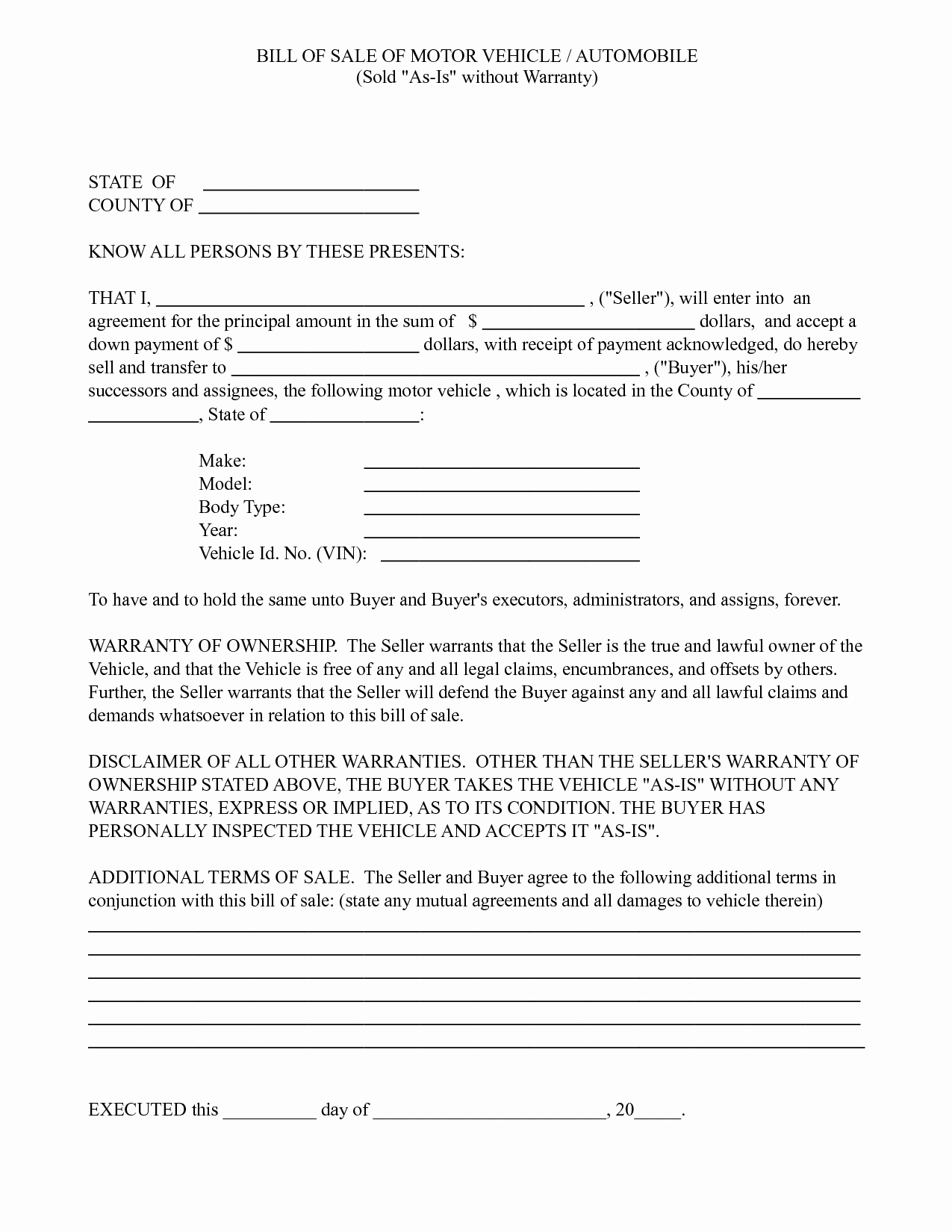 Bill Of Sale Contract Template Fresh Motorcycle Purchase Agreement