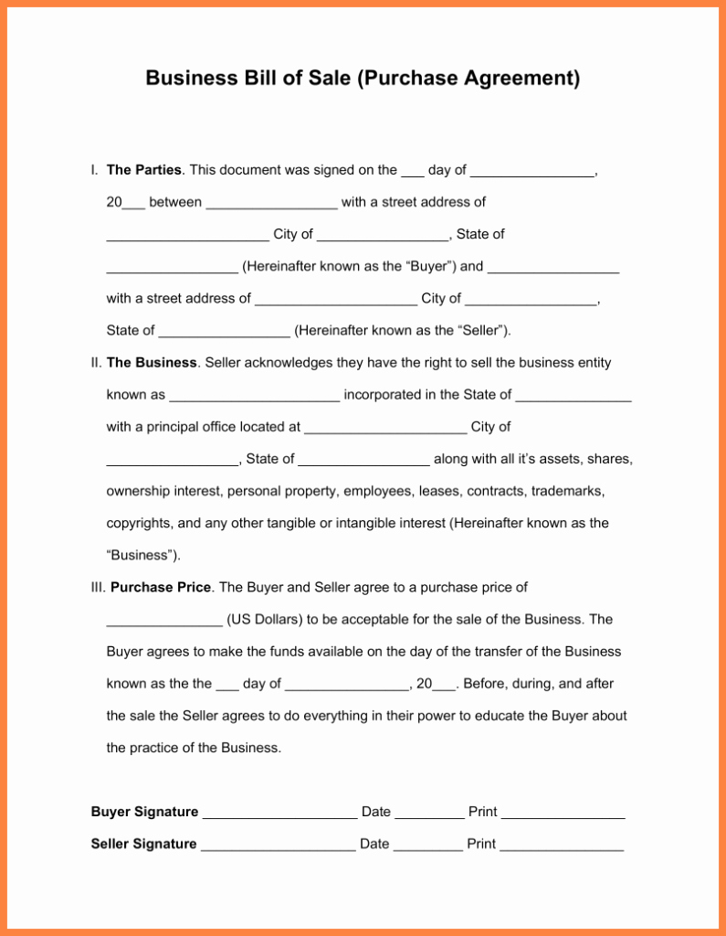 Bill Of Sale Contract Template Lovely Purchase Agreement Template Resume Editing Trakore