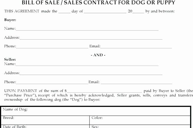 Bill Of Sale Contract Template Luxury Puppy Sales Contract Template Luxury Bill Sale Free