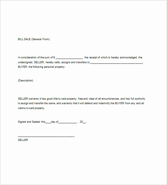 Bill Of Sale Example Letter Awesome General Bill Of Sale – 14 Free Word Excel Pdf format