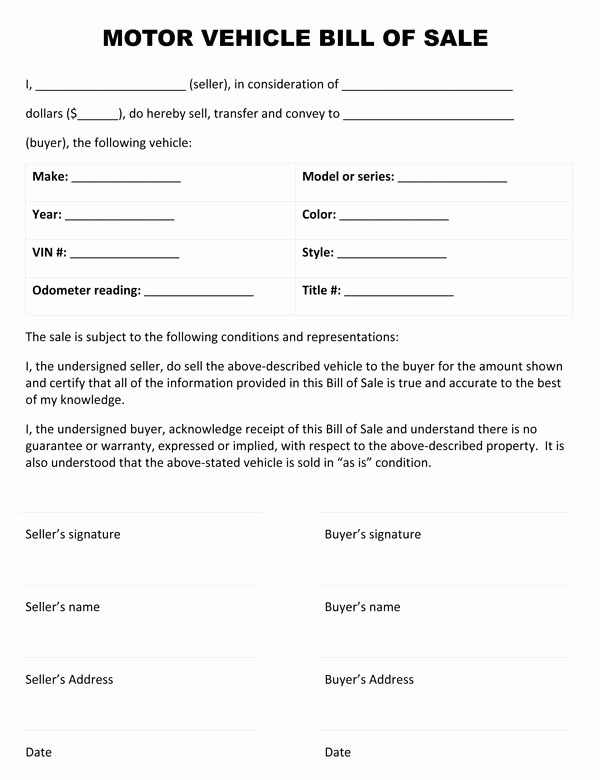 Bill Of Sale Example Letter Best Of Printable Sample Auto Bill Sale form
