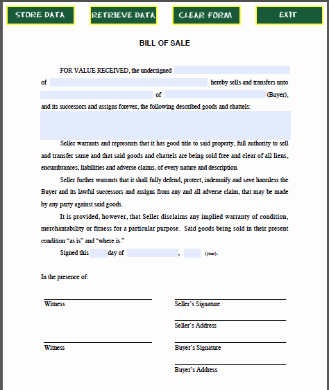 Bill Of Sale Fillable Pdf Best Of Bill Of Sale form Free Fillable Pdf forms