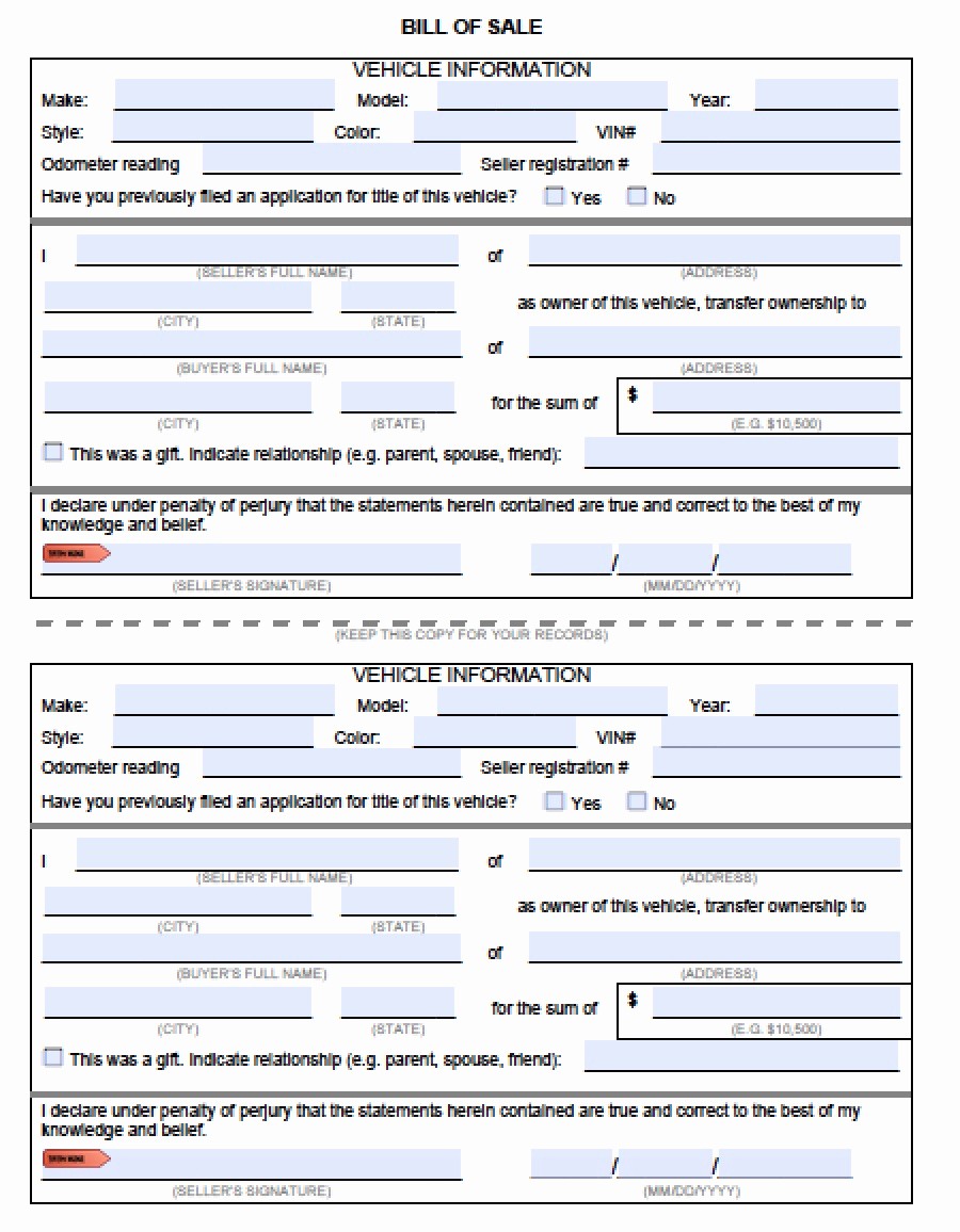Bill Of Sale form Automobile Best Of Download Vehicle Bill Of Sale forms Pdf
