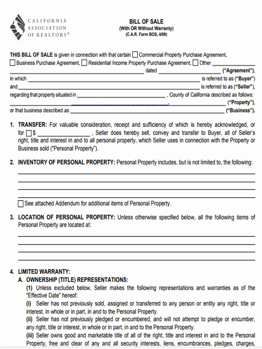 Bill Of Sale form Download Unique 5 Real Estate Bill Of Sale forms Free Sample Example