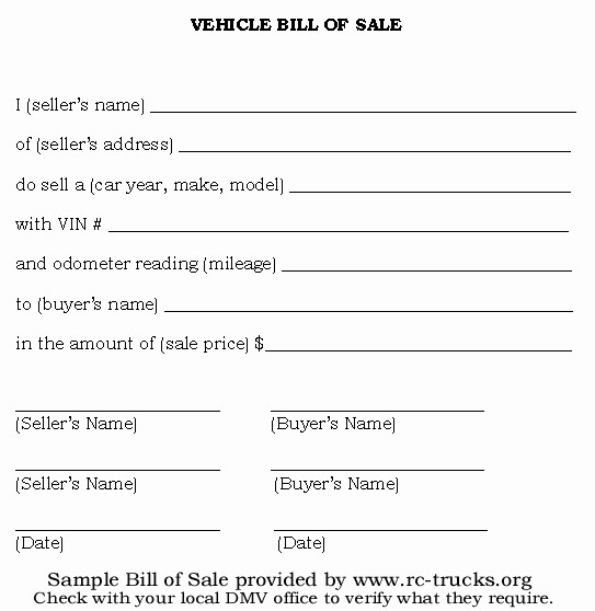 Bill Of Sale form Example Elegant Free Printable Vehicle Bill Of Sale Template form Generic