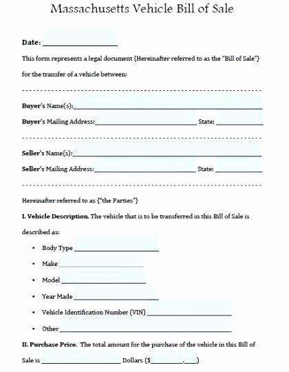 Bill Of Sale form Ma New Examples Bill Sales for Cars Sale form Free Download