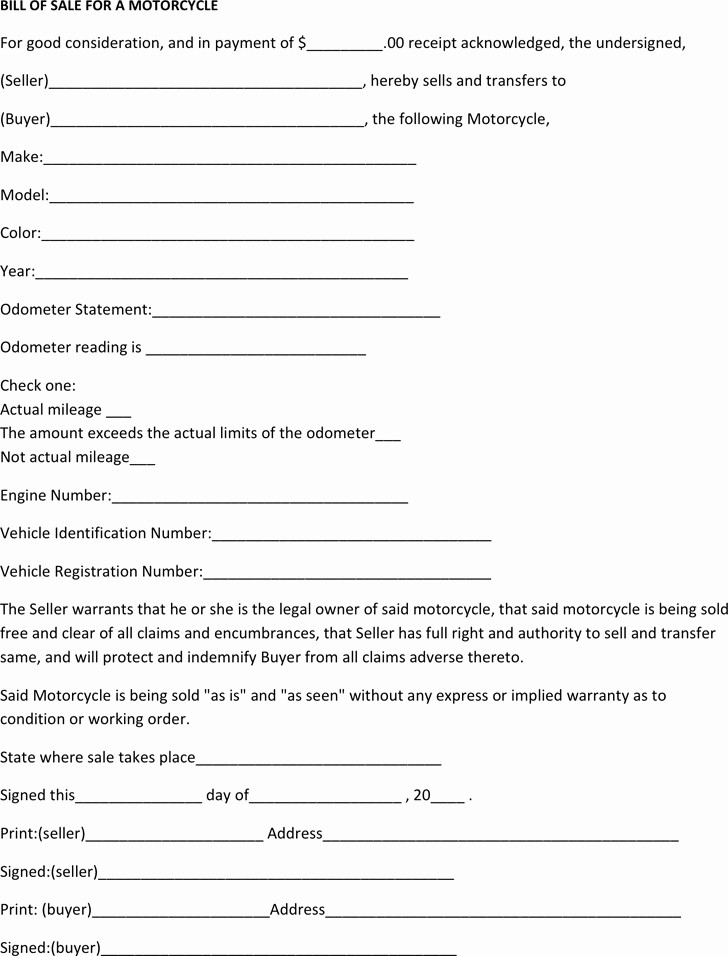 Bill Of Sale form Motorcycle Awesome 6 Massachusetts Bill Of Sale form Free Download
