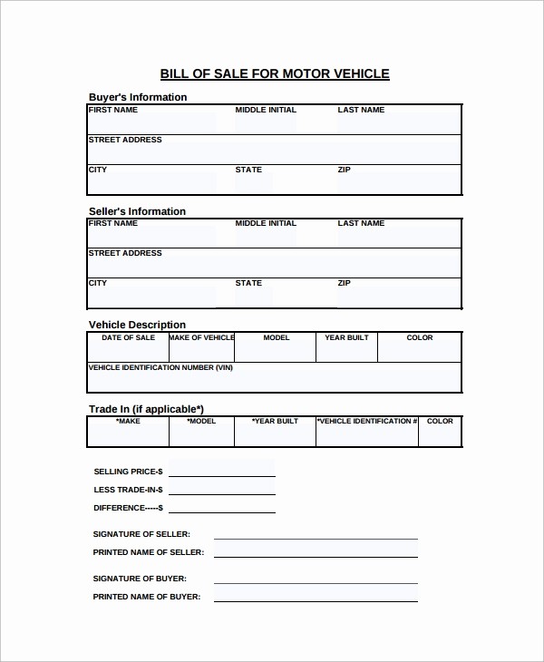 Bill Of Sale form Motorcycle Unique 8 Motorcycle Bill Of Sale Templates