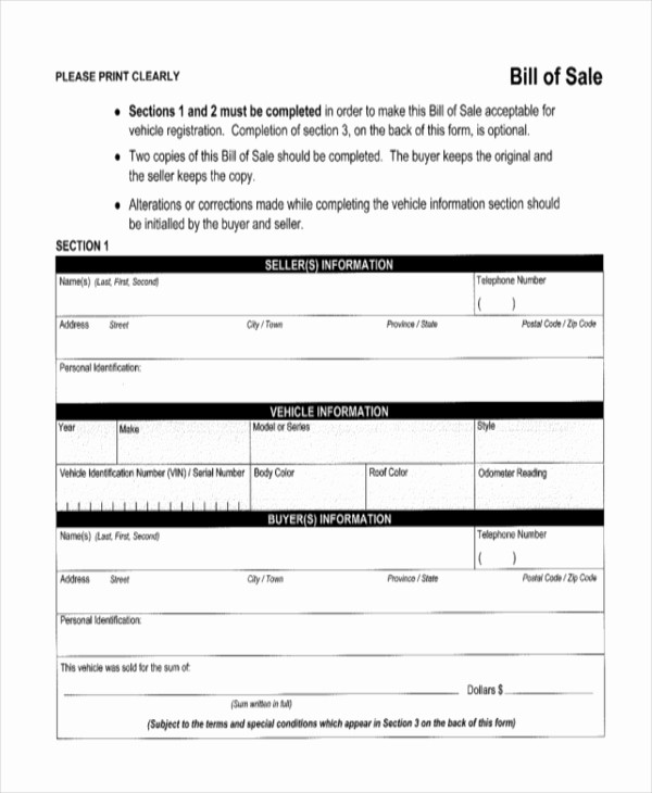 Bill Of Sale form Motorcycle Unique Sample Motorcycle Bill Of Sale form 7 Free Documents In