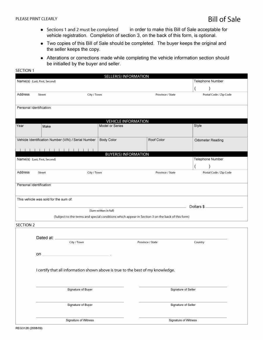 Bill Of Sale form Template Awesome 45 Fee Printable Bill Of Sale Templates Car Boat Gun