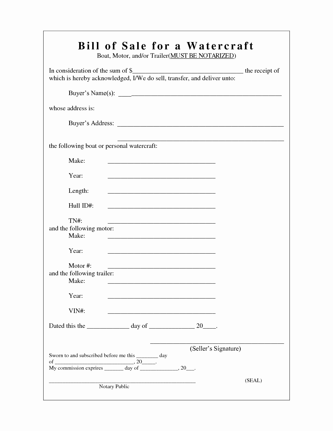 Bill Of Sale Free form Best Of Free Printable Camper Bill Of Sale form Free form Generic