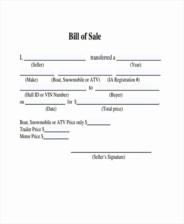 Bill Of Sale Generic form Lovely Sample atv Bill Of Sale forms 7 Free Documents In Word Pdf