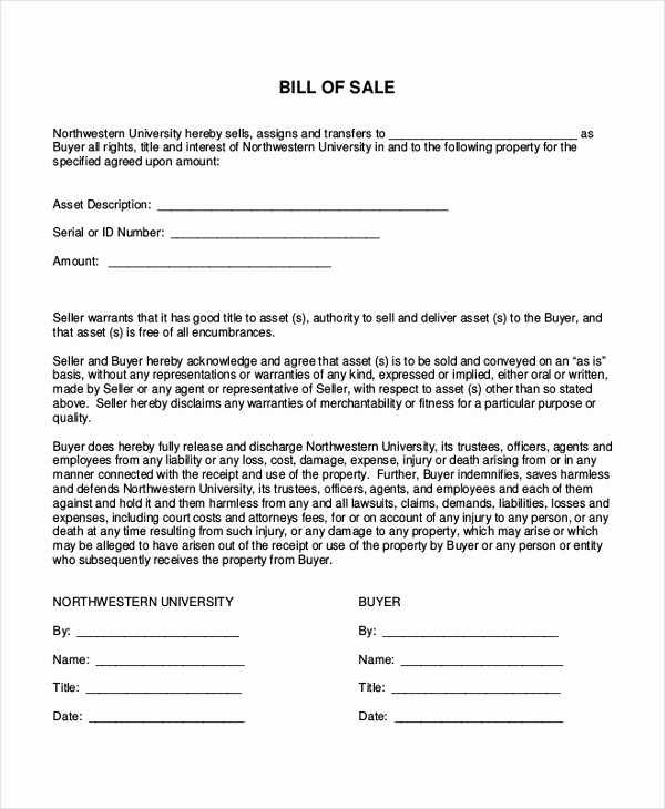 Bill Of Sale Generic form Unique Sample Generic Bill Of Sale form 10 Free Documents In Pdf