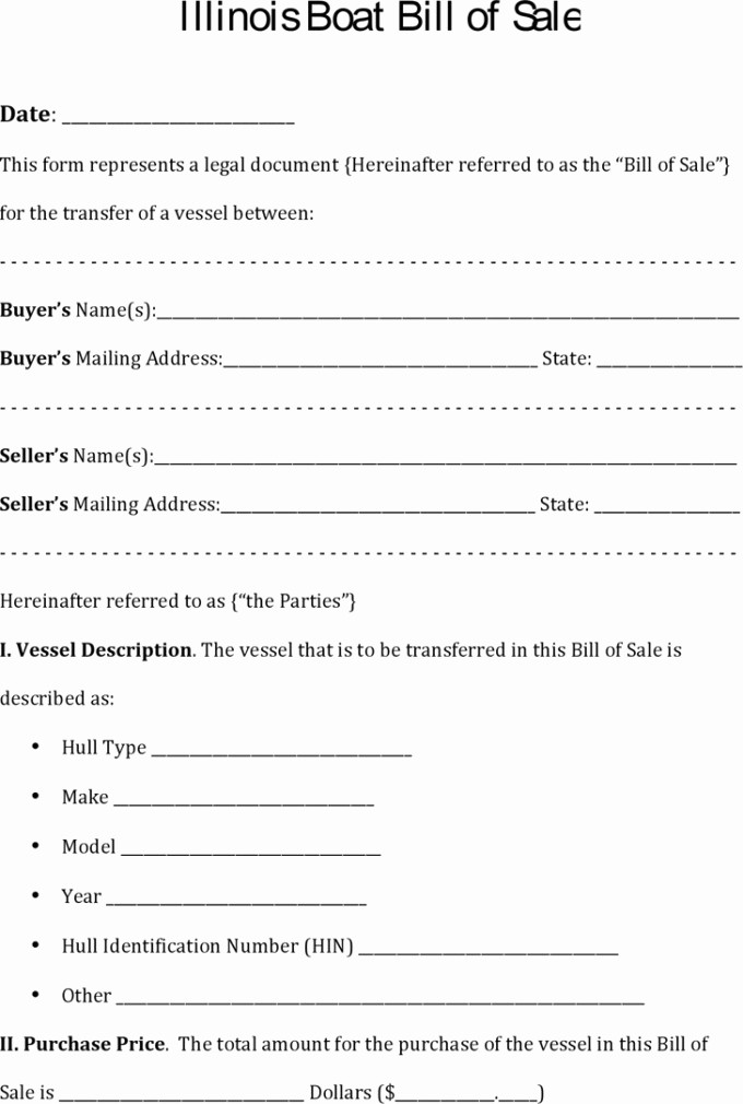 bill of sale template for car illinois