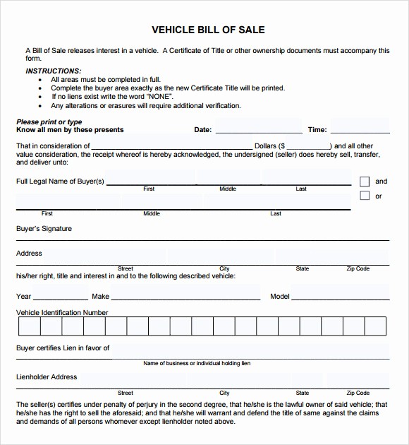 Bill Of Sale Illinois Pdf Awesome Vehicle Bill Of Sale Template 14 Download Free
