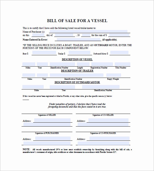 Bill Of Sale Nc Template Inspirational Boat Bill Of Sale – 8 Free Word Excel Pdf format