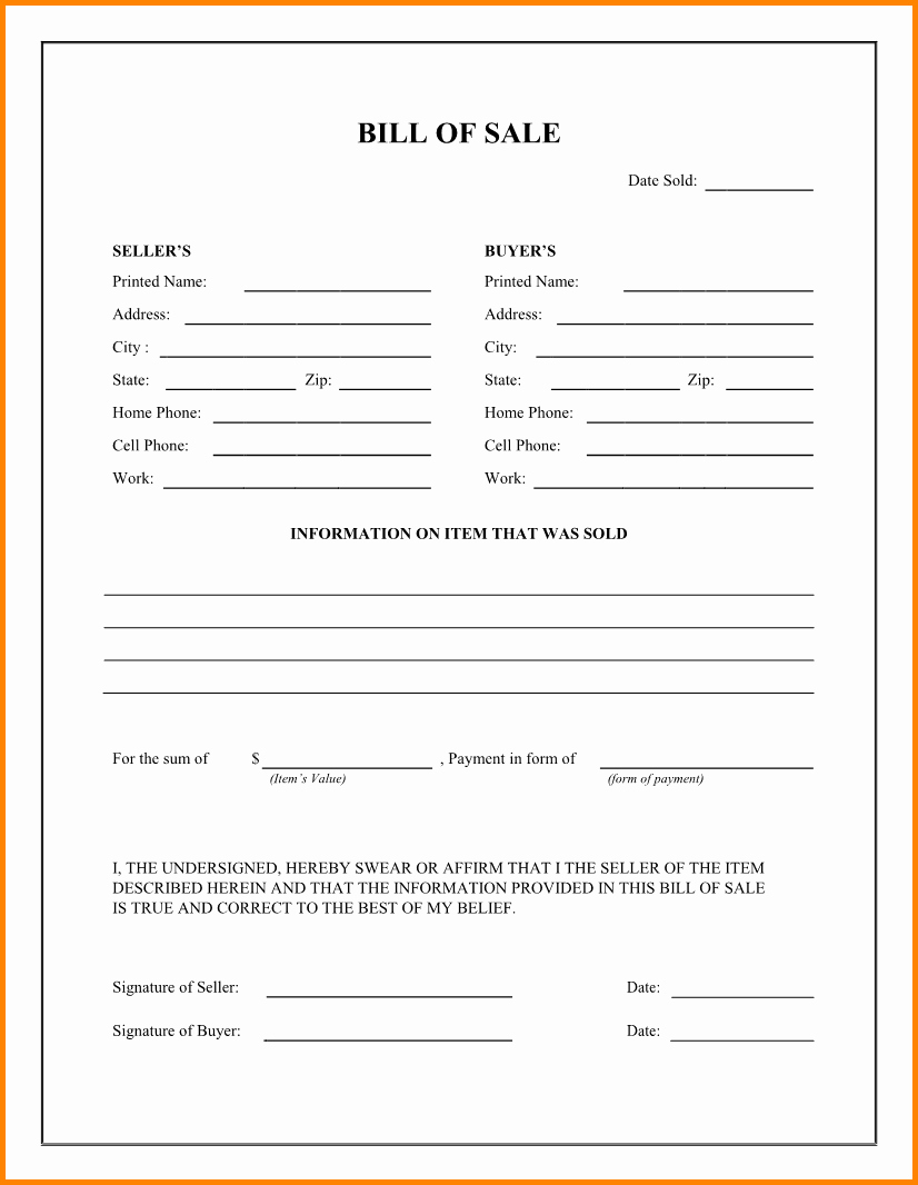 Bill Of Sale Printable Document Inspirational Free Bill Sale Templates Invoice Design Inspiration
