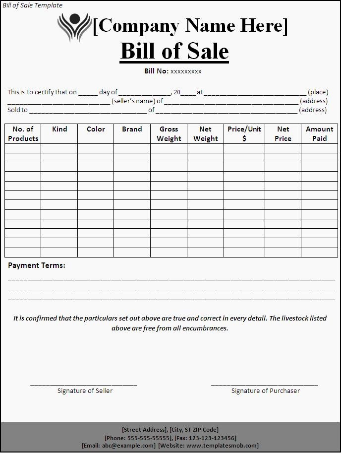 Bill Of Sale Template Download Elegant Bill Of Sale Template Word Excel formats