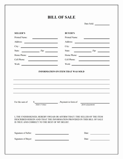 Bill Of Sale Template Download Inspirational General Bill Of Sale form Free Download Create Edit