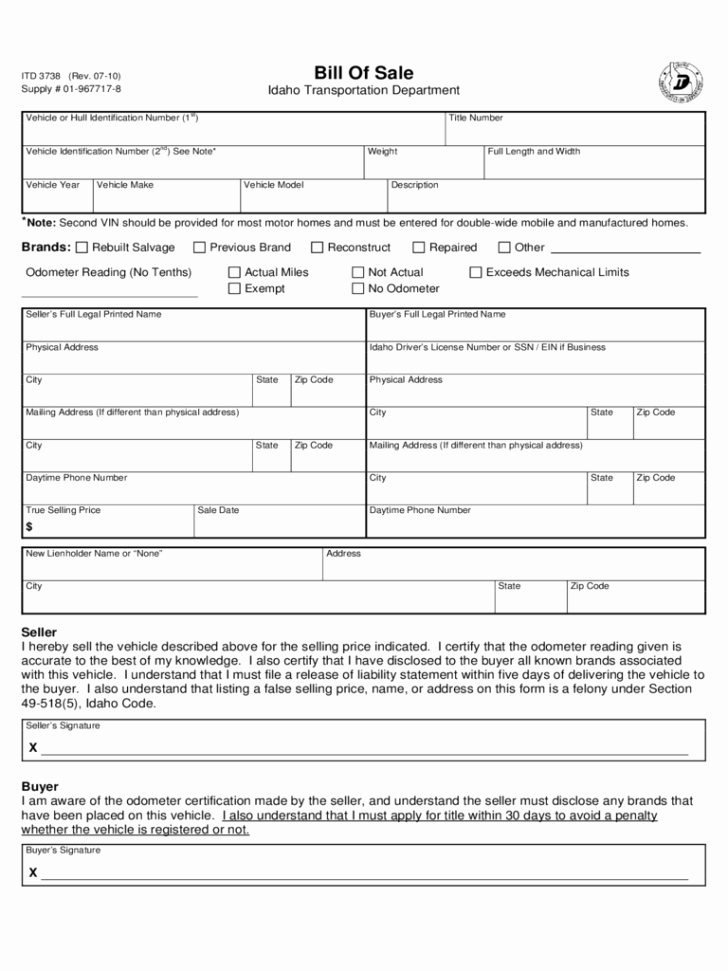 Bill Of Sale Texas Template Luxury Bill Manufactured Home Bill Sale form