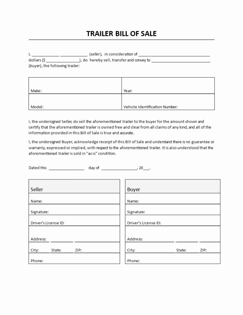 Bill Of Sale Trailer Texas Inspirational Bill Sale Texas Template Sample Worksheets form Boat
