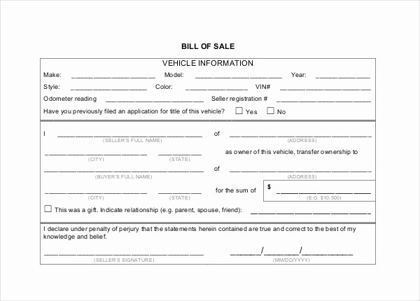 Bill Of Sale Used Vehicle Lovely 10 Sample Blank Bill Of Sale forms