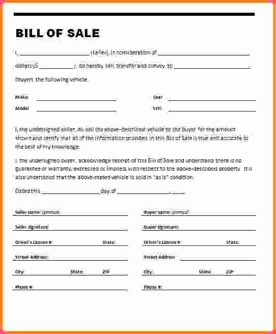 Bill Of Sale Vehicle Illinois Fresh Example Bill Sale for Car